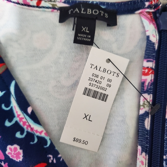 Talbot's cotton sleeveless paisley print fit & flair flounce hem dress. XL. NWT - Picture 7 of 10